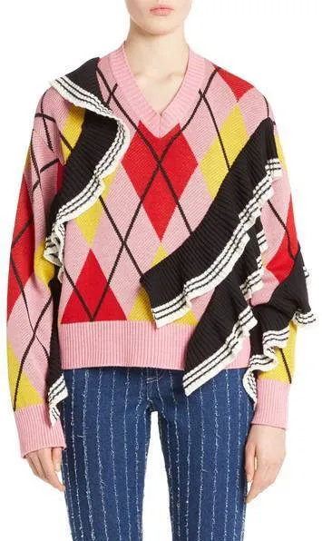 Argyle Ruffle Sweater