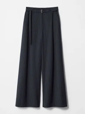 Belted wool-blend trousers