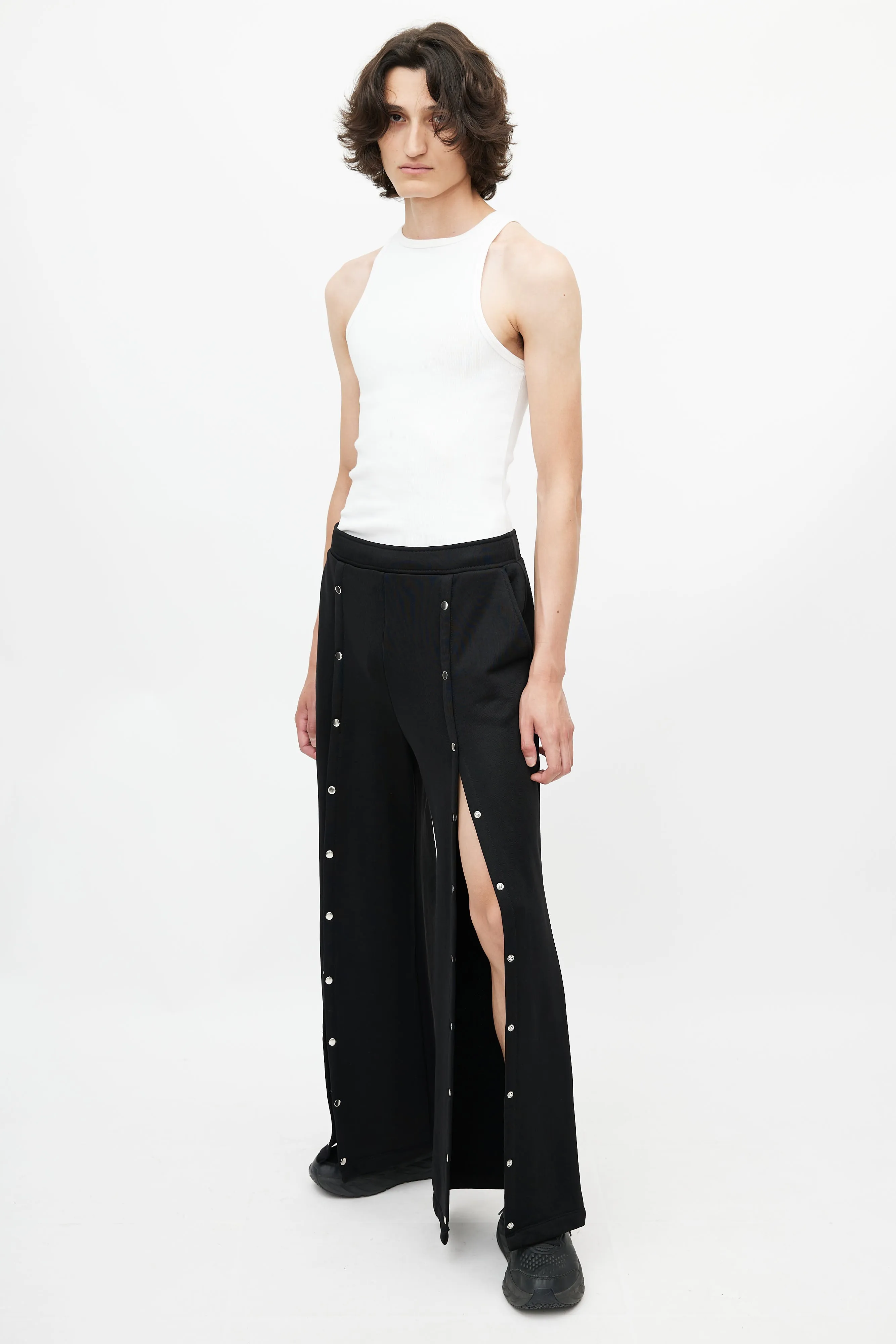 Black & Silver Snap Trouser