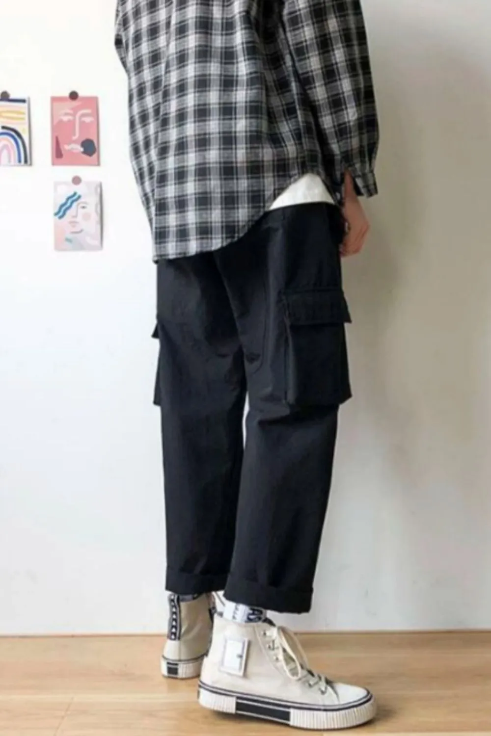 Black Pocket Cargo Trousers