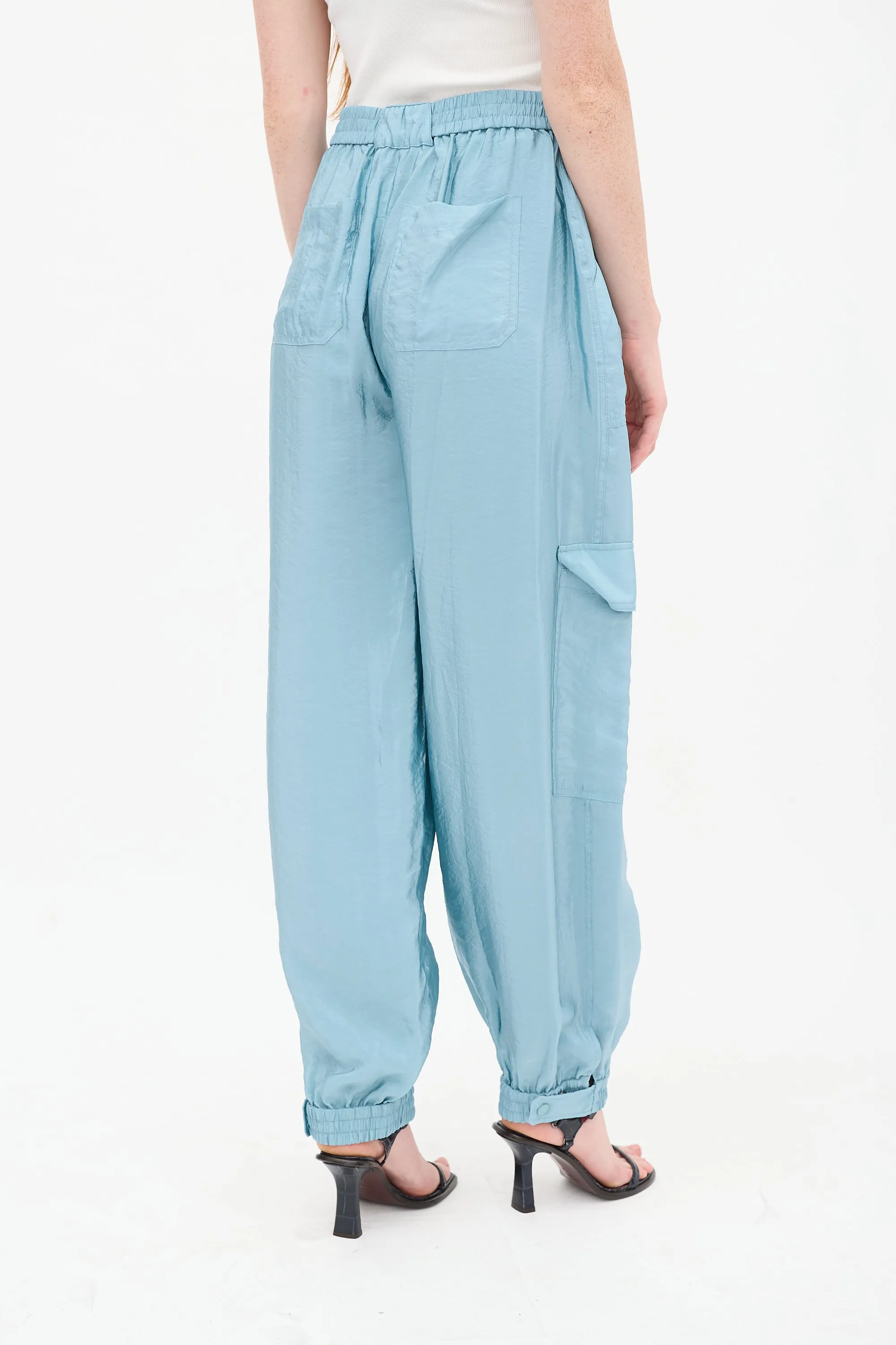 Blue Satin Artemis Cargo Pant