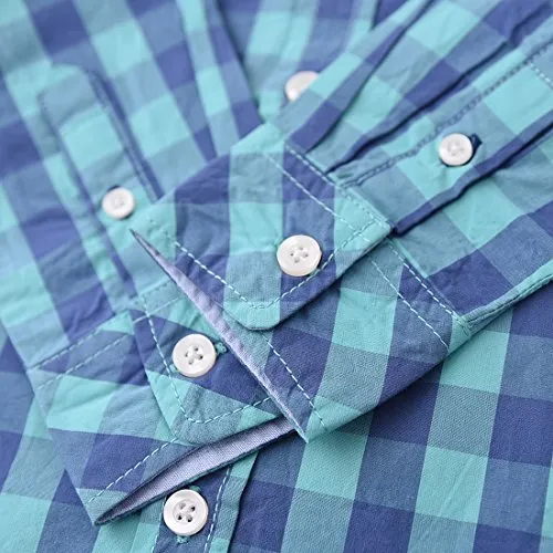 Boy Green/blue Long Sleeve Plaid Shirts