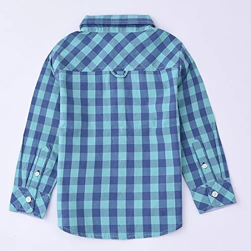 Boy Green/blue Long Sleeve Plaid Shirts