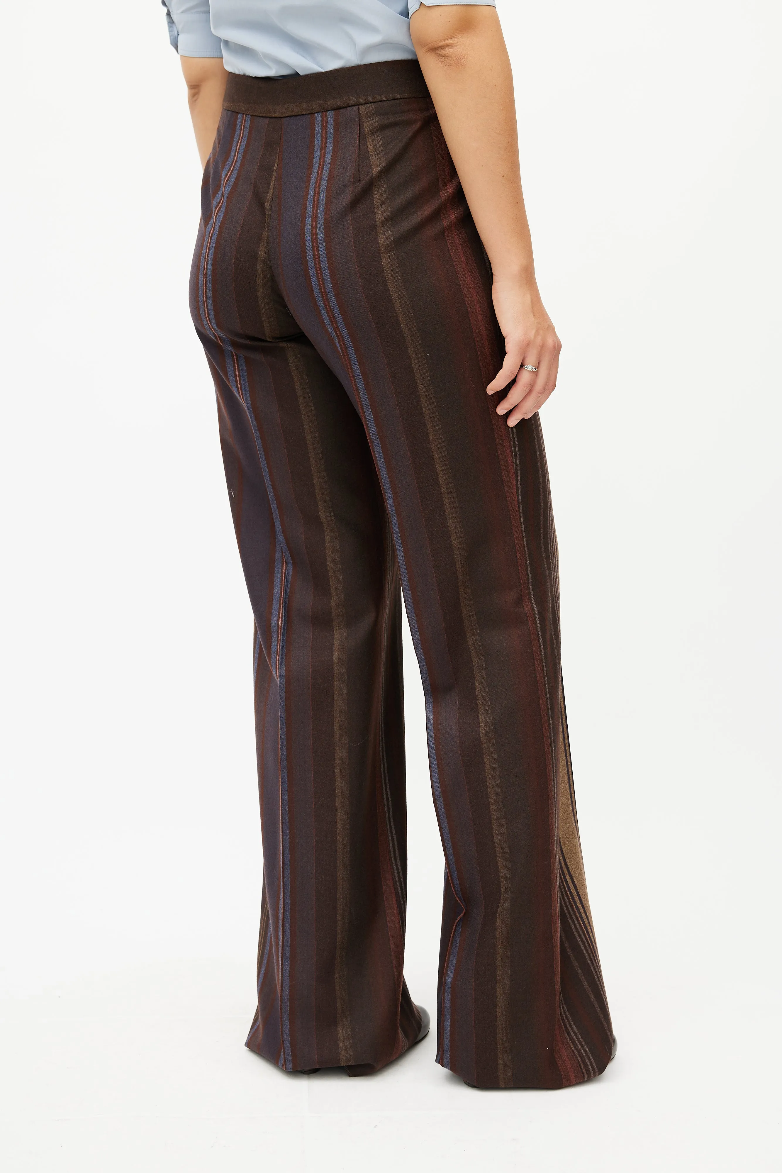 Brown & Multicolour Striped Two Piece Suit