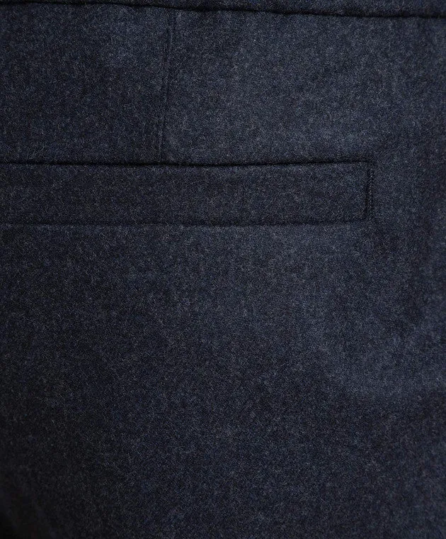 Brunello Cuinelli Mens Drawstring Fastening Wool Track Pants In Blue