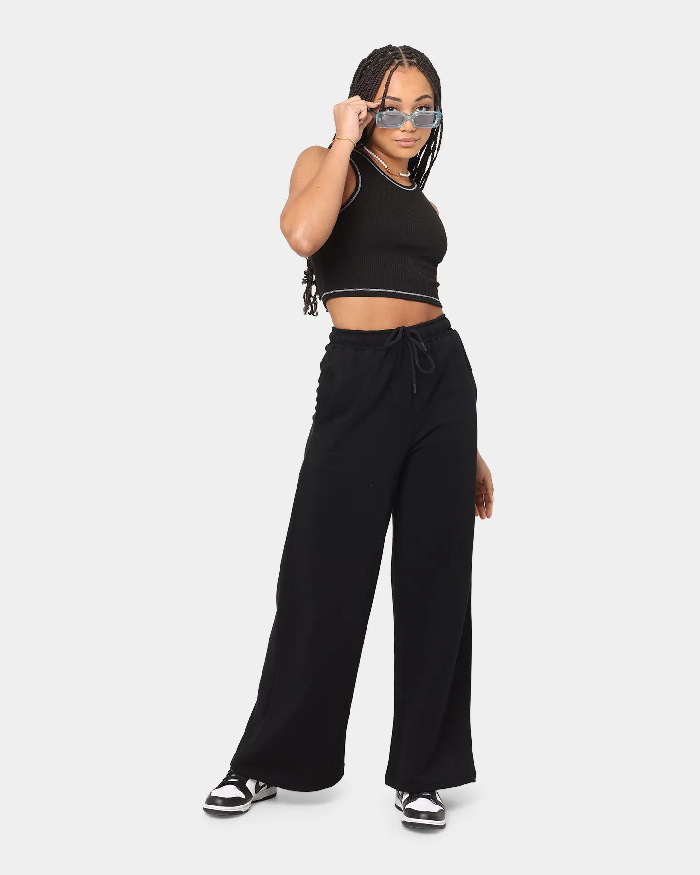EN ES Women's Go Wide Leg Fleece Pants Black