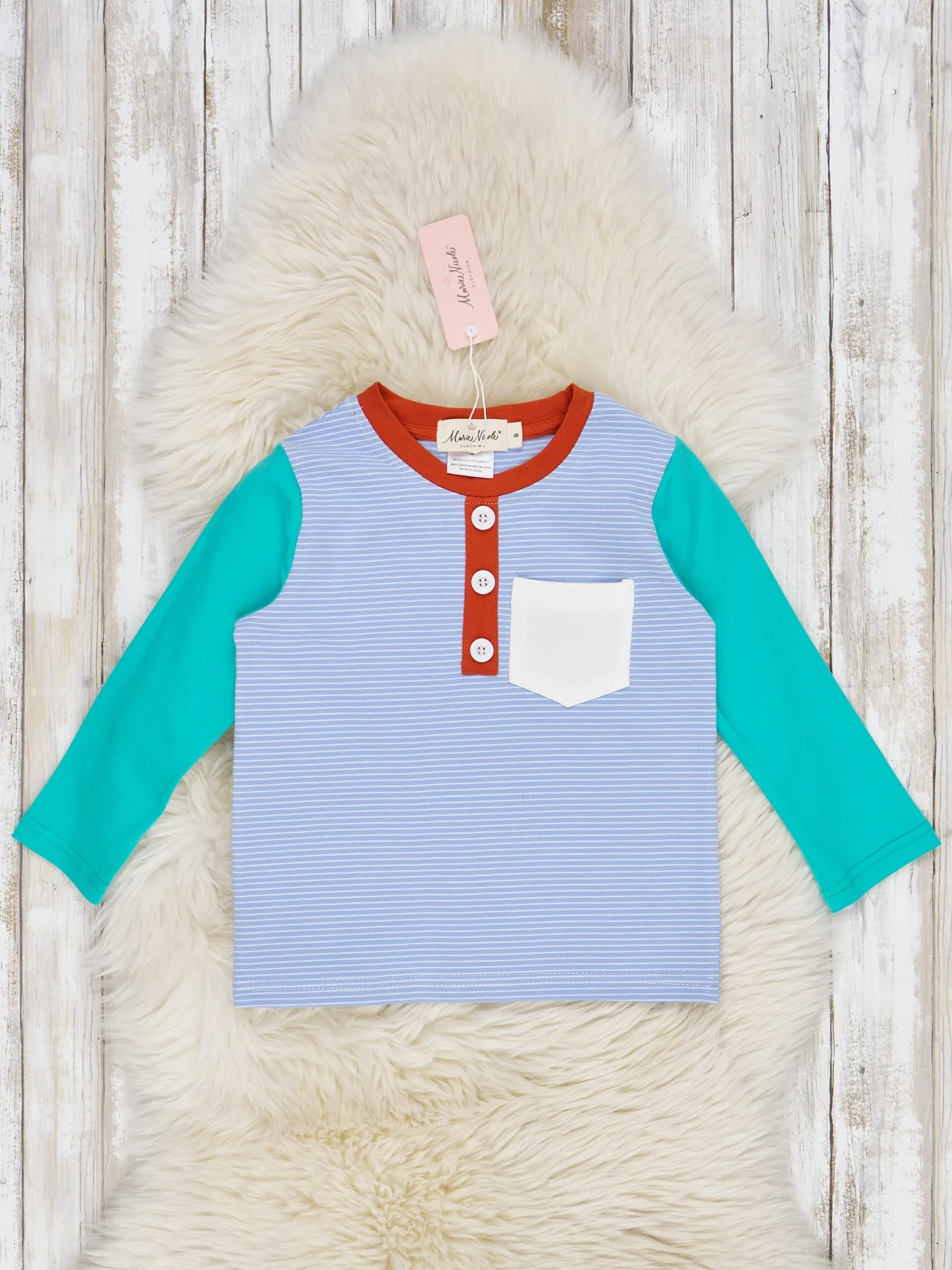 Fall Striped Raglan Pocket Henley Shirts