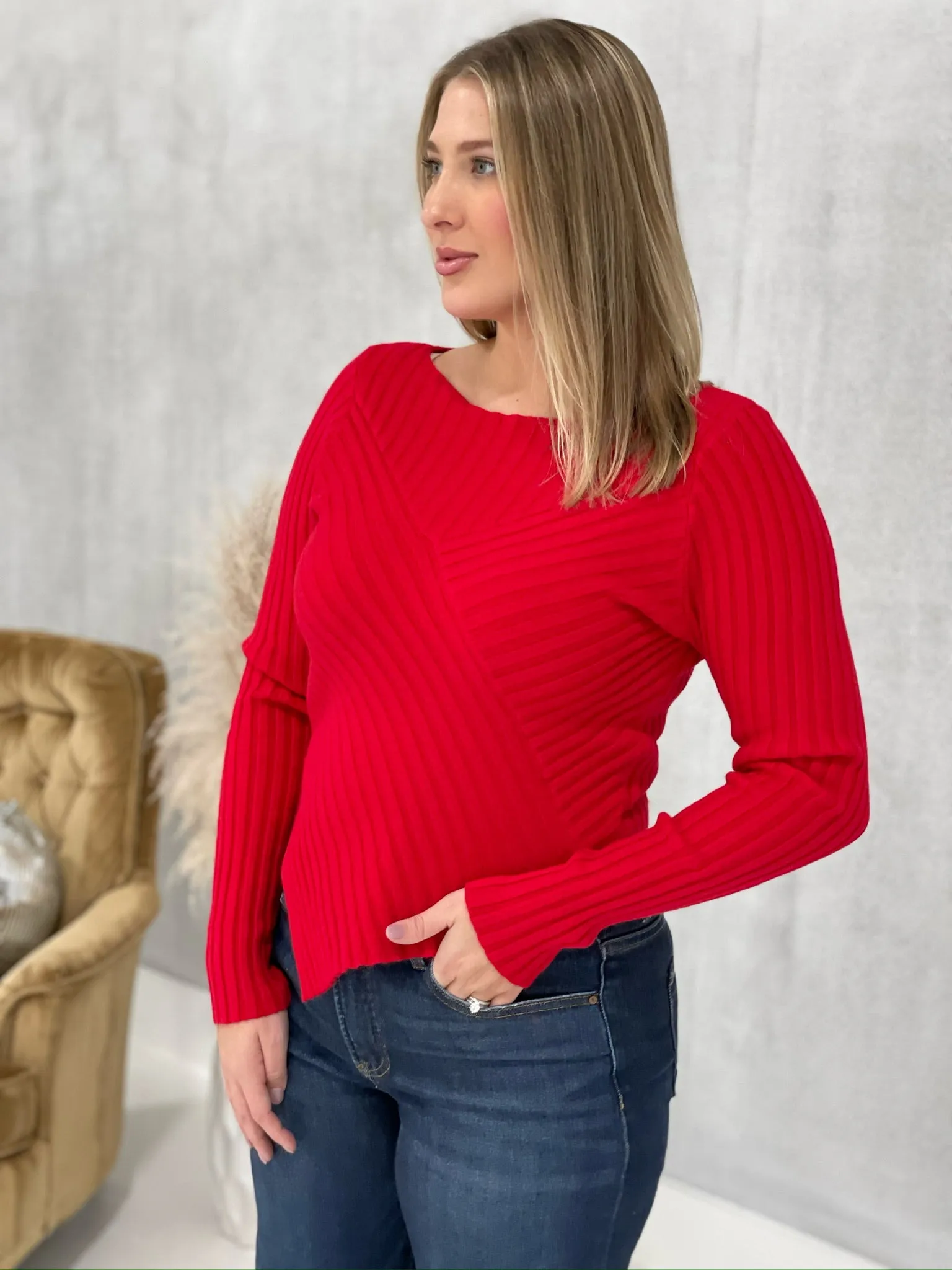 Flag Thrown Sweater - Red