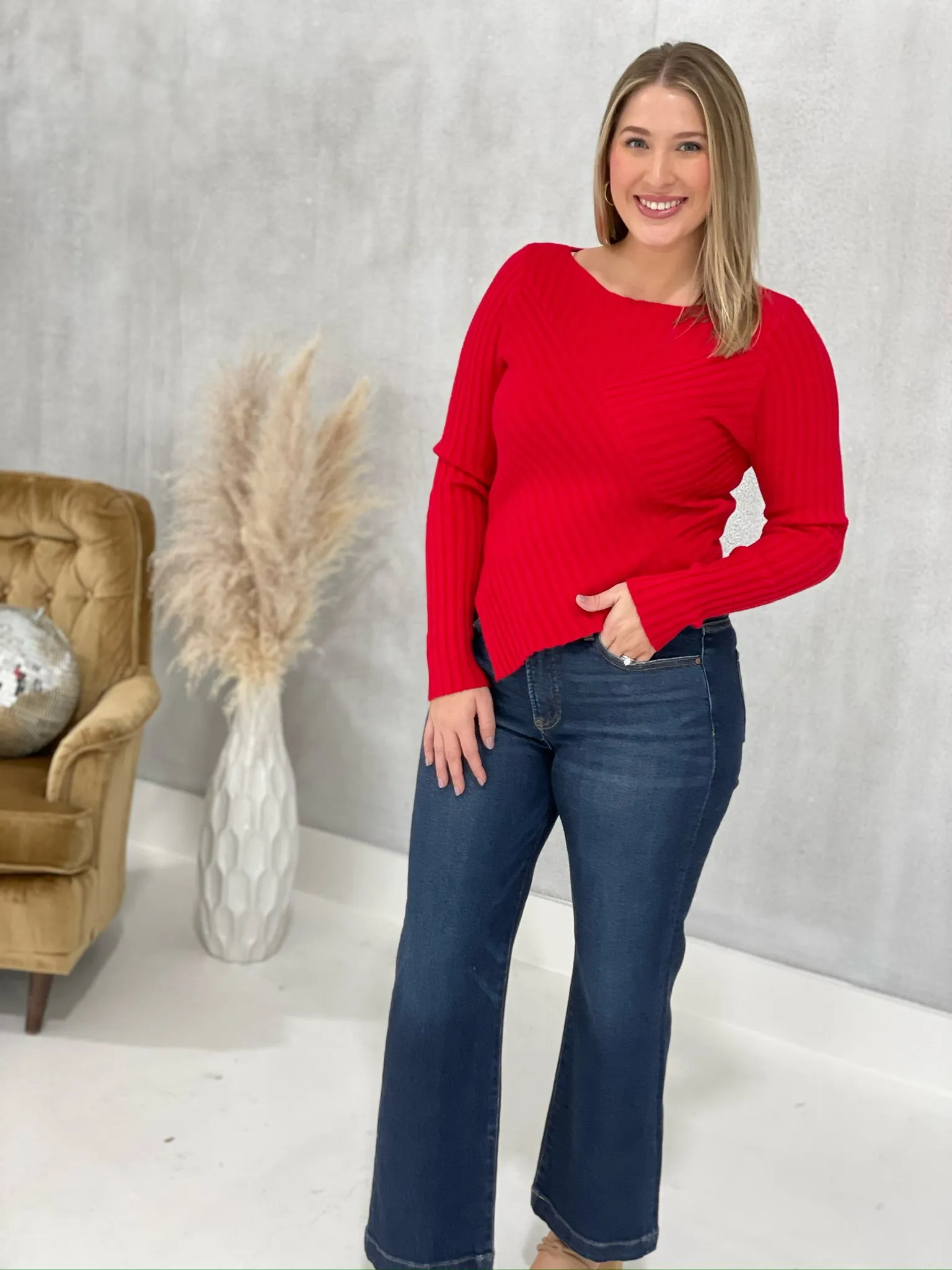 Flag Thrown Sweater - Red