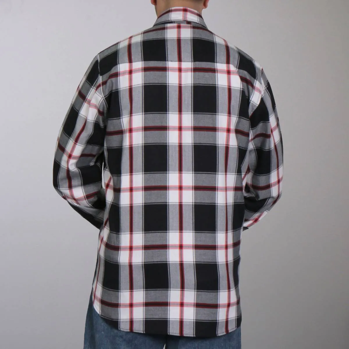 Hot Leathers FLM2003 Men's Black White and Red Long Sleeve Flannel