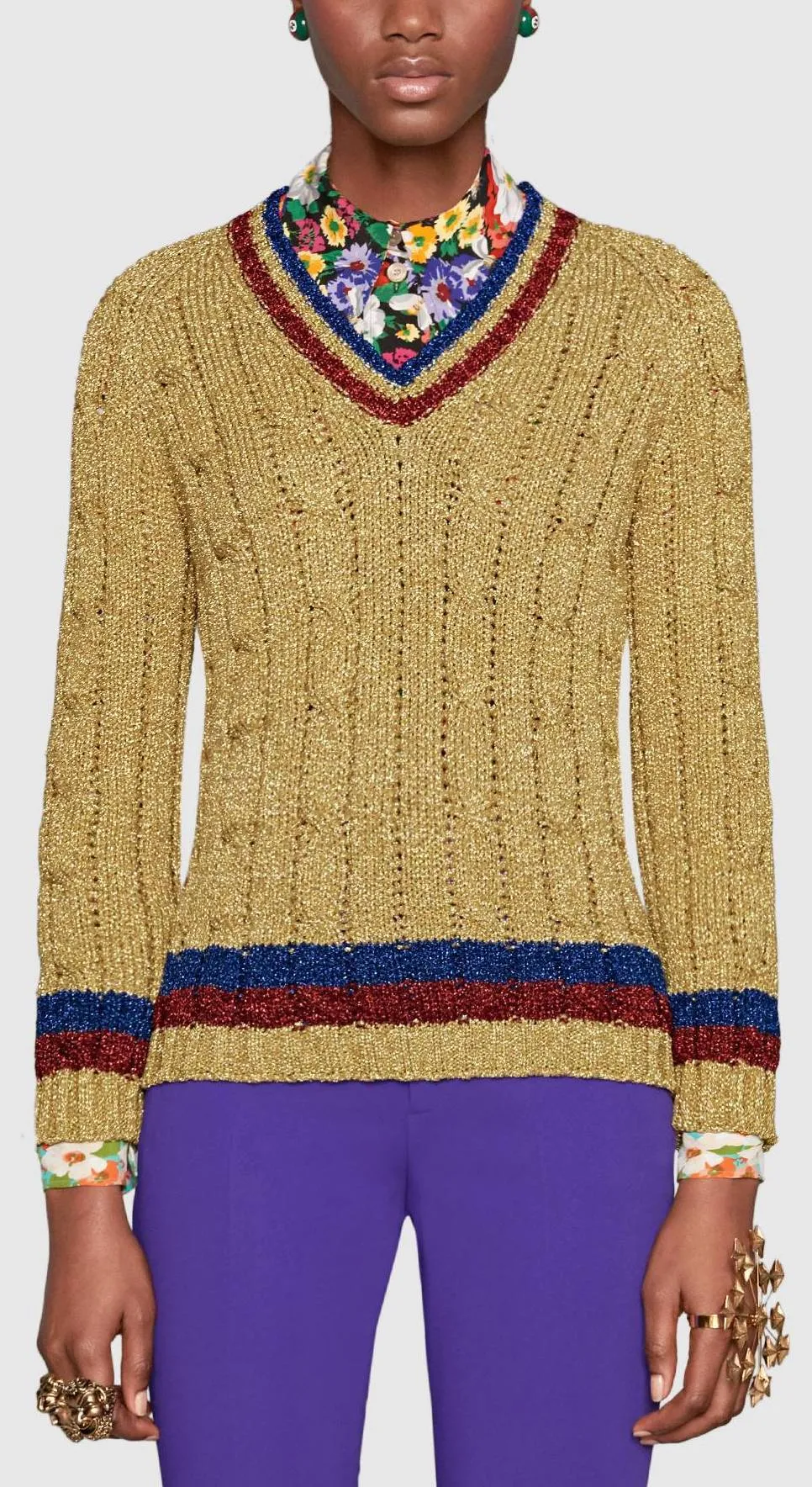 Lurex Cable Knit Sweater