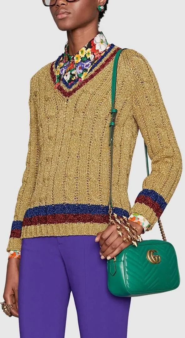 Lurex Cable Knit Sweater