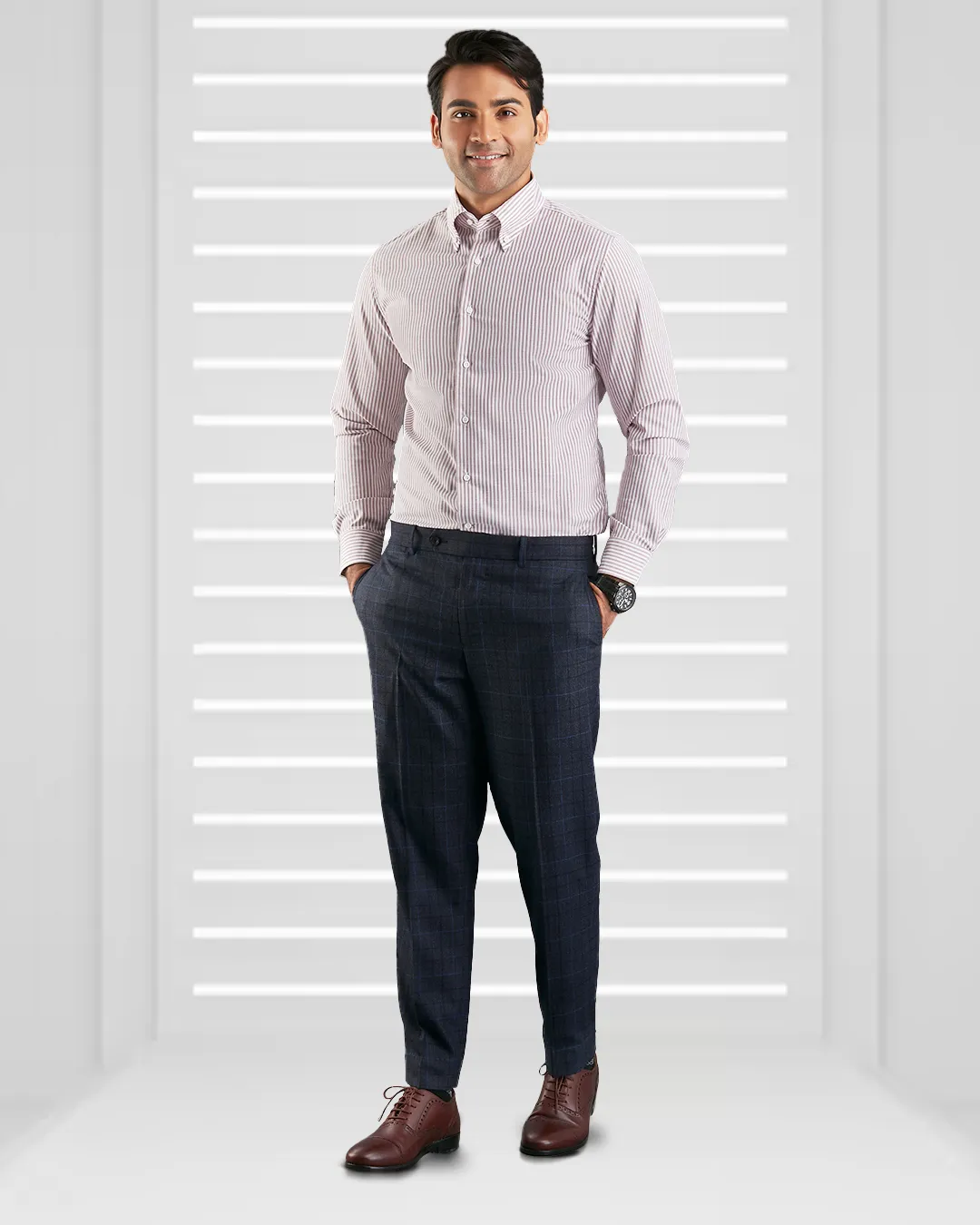 Maroon University Stripes Oxford Shirt