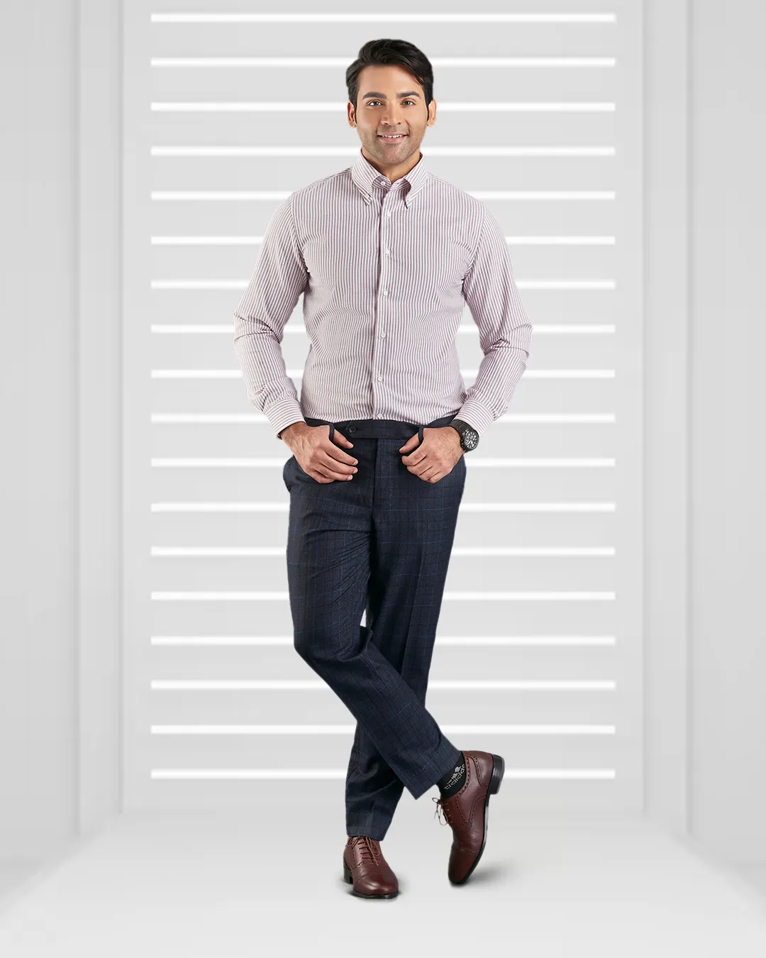 Maroon University Stripes Oxford Shirt