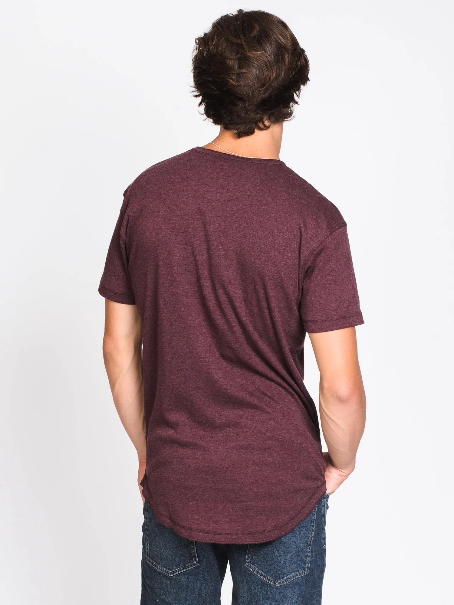MENS LONGLINE SLUB HENLEY - CLEARANCE