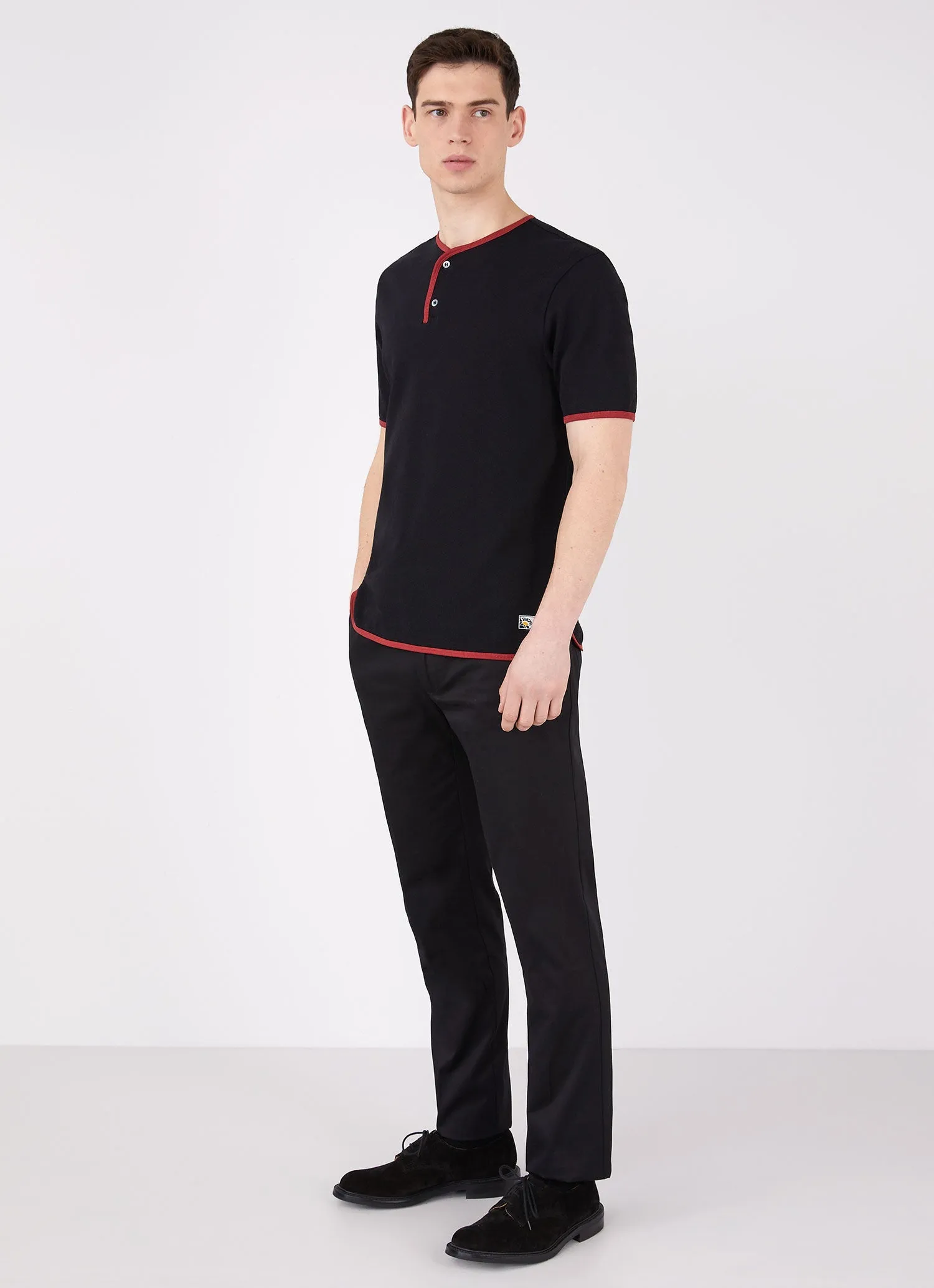 Men's Paul Weller College Henley in Black