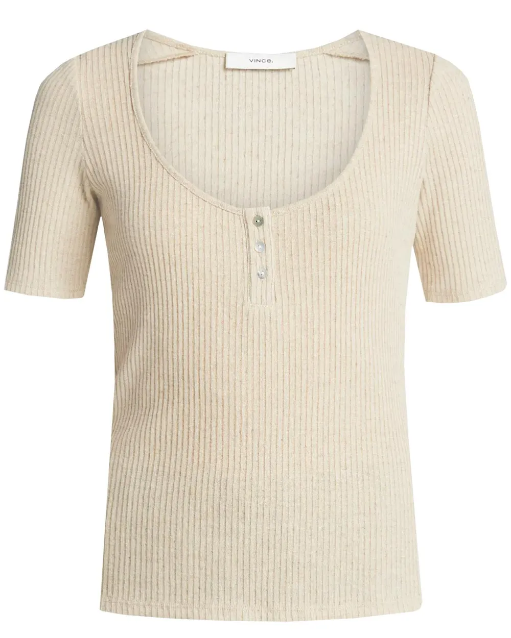Natural Ribbed Scoop Neck Henley