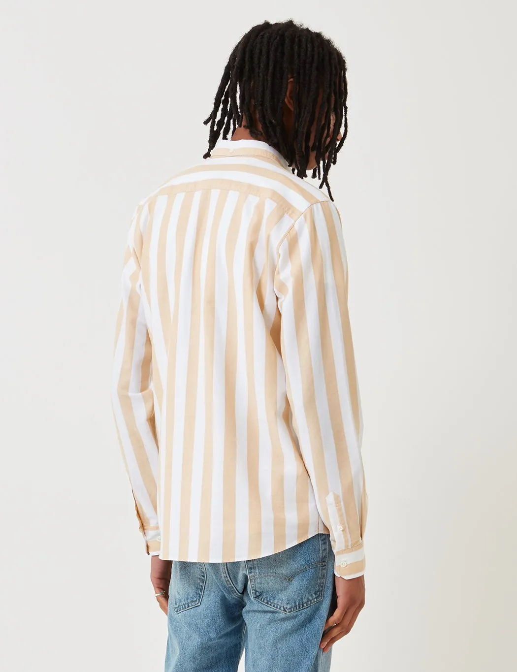 Norse Projects Anton Wide Stripe Oxford Shirt - Sunwashed Yellow