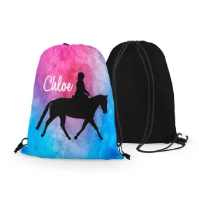 Personalized Horse Drawstring Bag, Custom Horse Drawstring Backpack Bag
