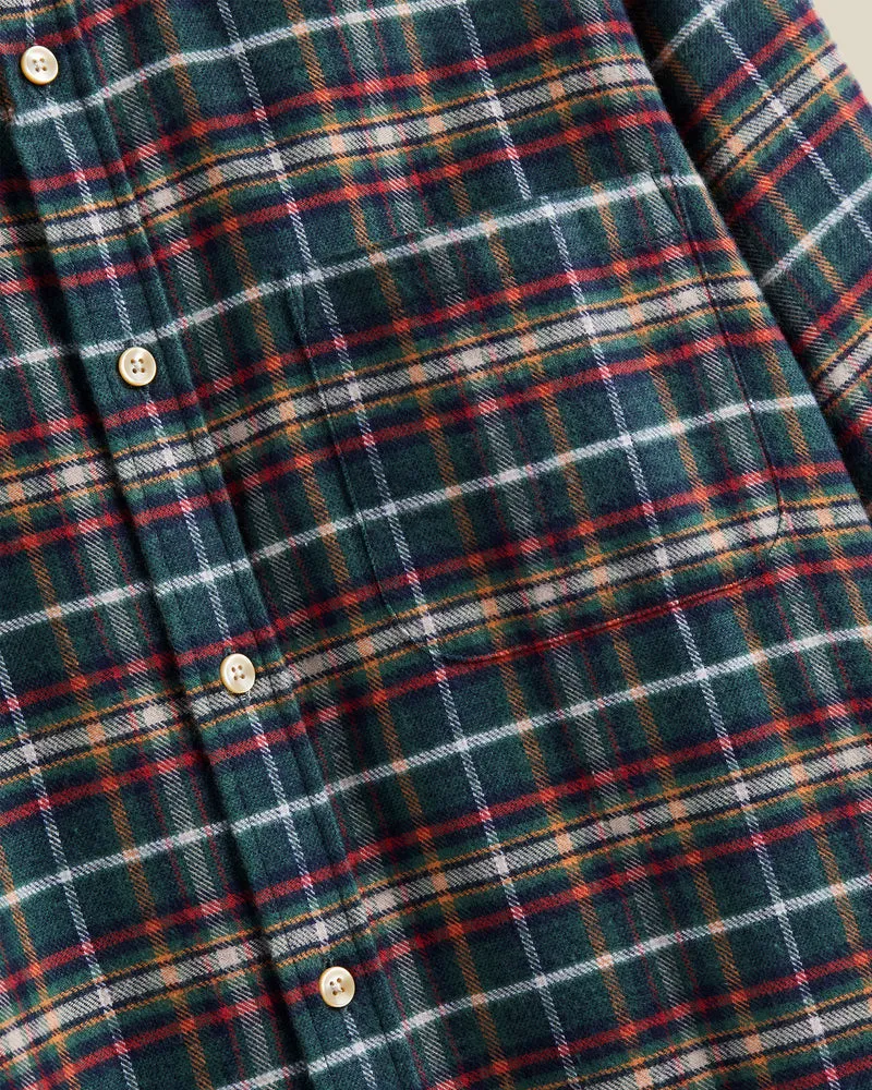 Portuguese Flannel Forest Train Shirt - Green / Red