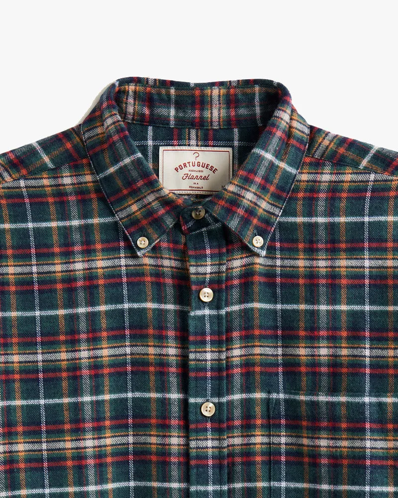 Portuguese Flannel Forest Train Shirt - Green / Red