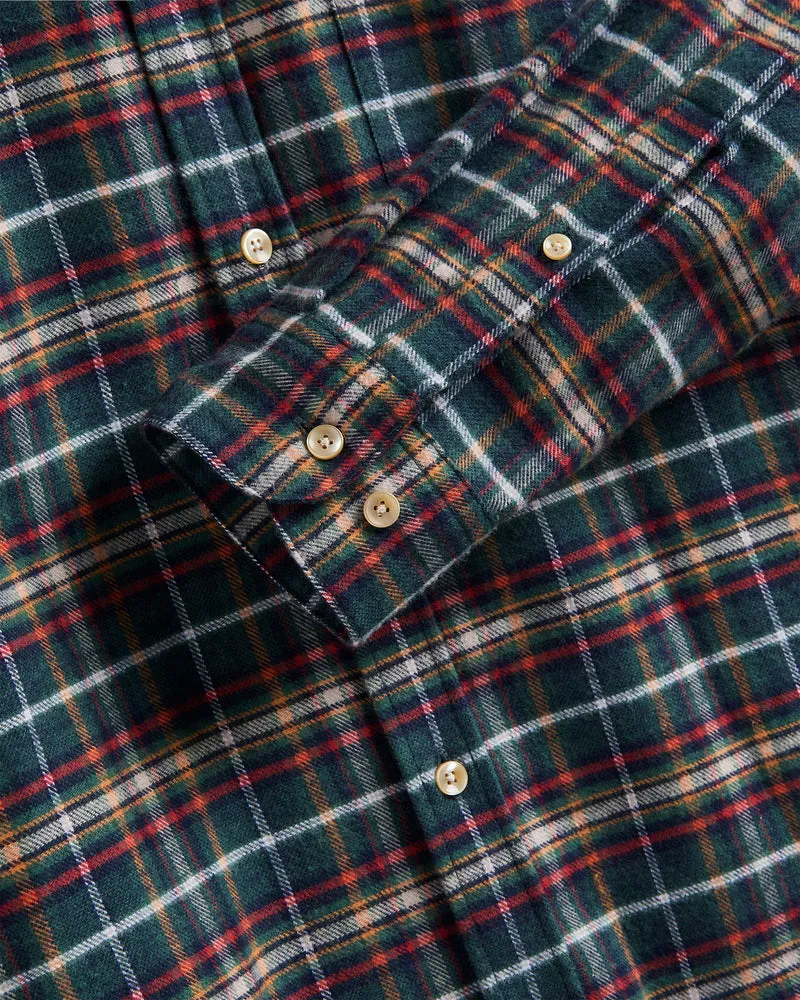 Portuguese Flannel Forest Train Shirt - Green / Red