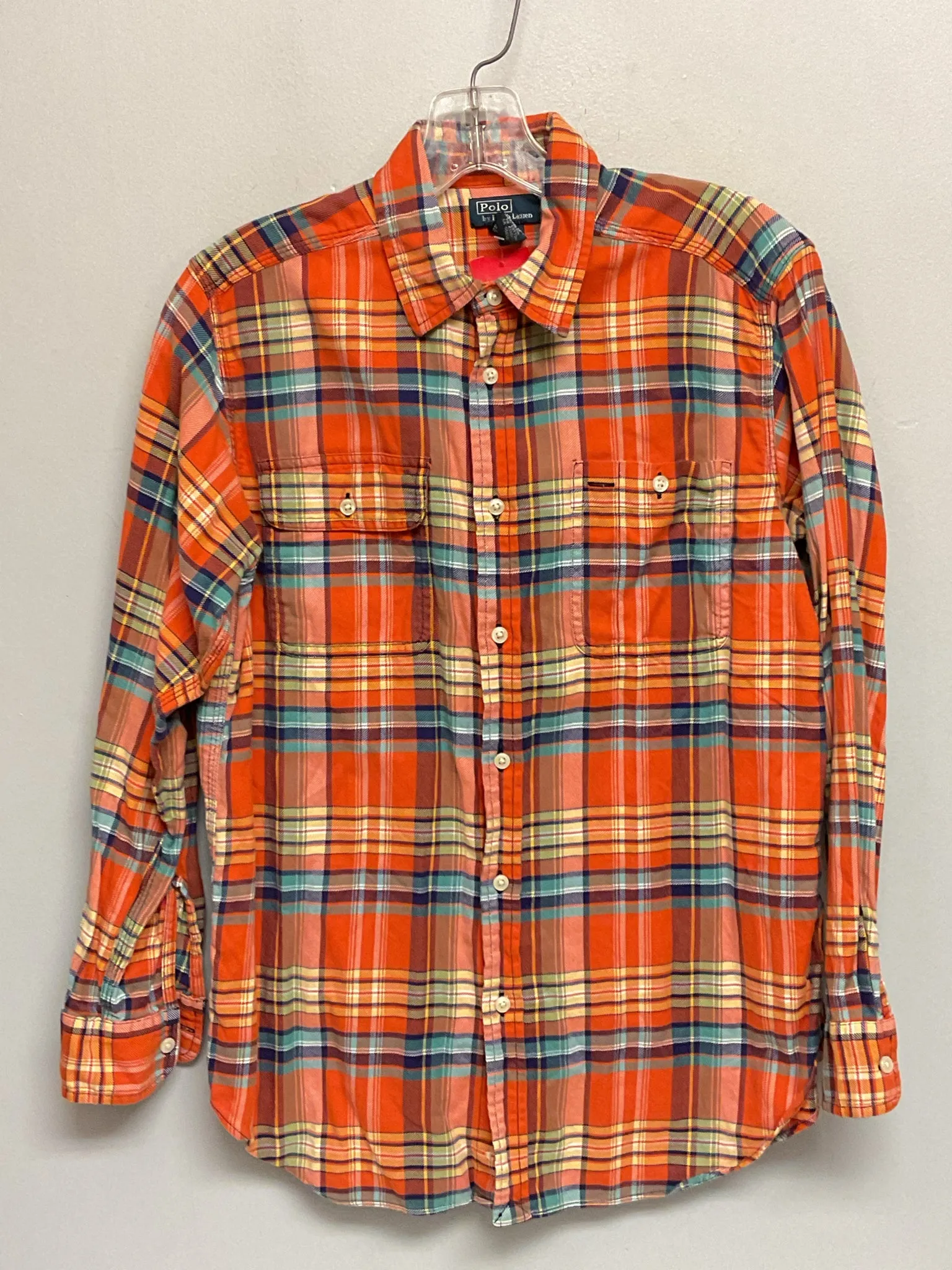 Ralph Lauren Size 14 Orange Plaid Flannel Big Boys Shirts & Polos