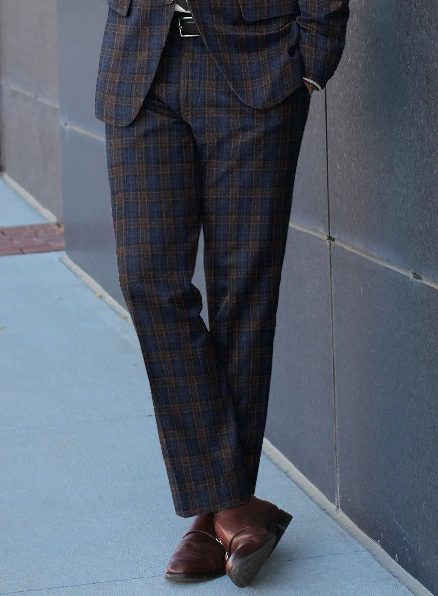Reda Adlis Blue Checks Wool Pants
