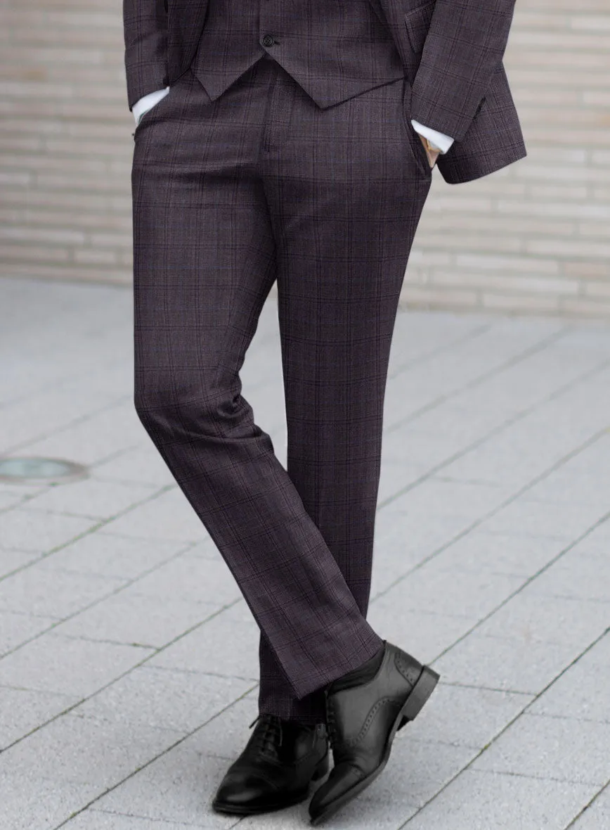 Reda Haze Purple Checks Wool Pants