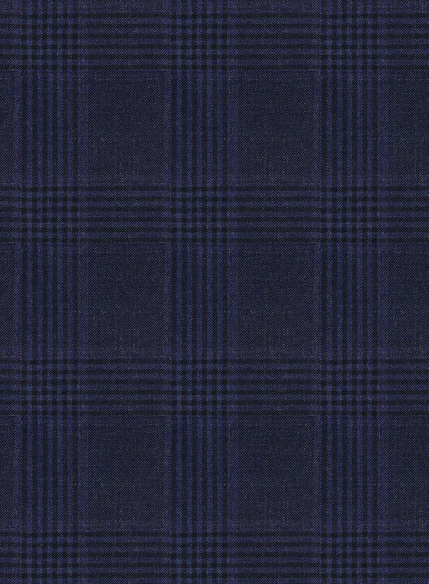 Reda Navy Checks Wool Pants