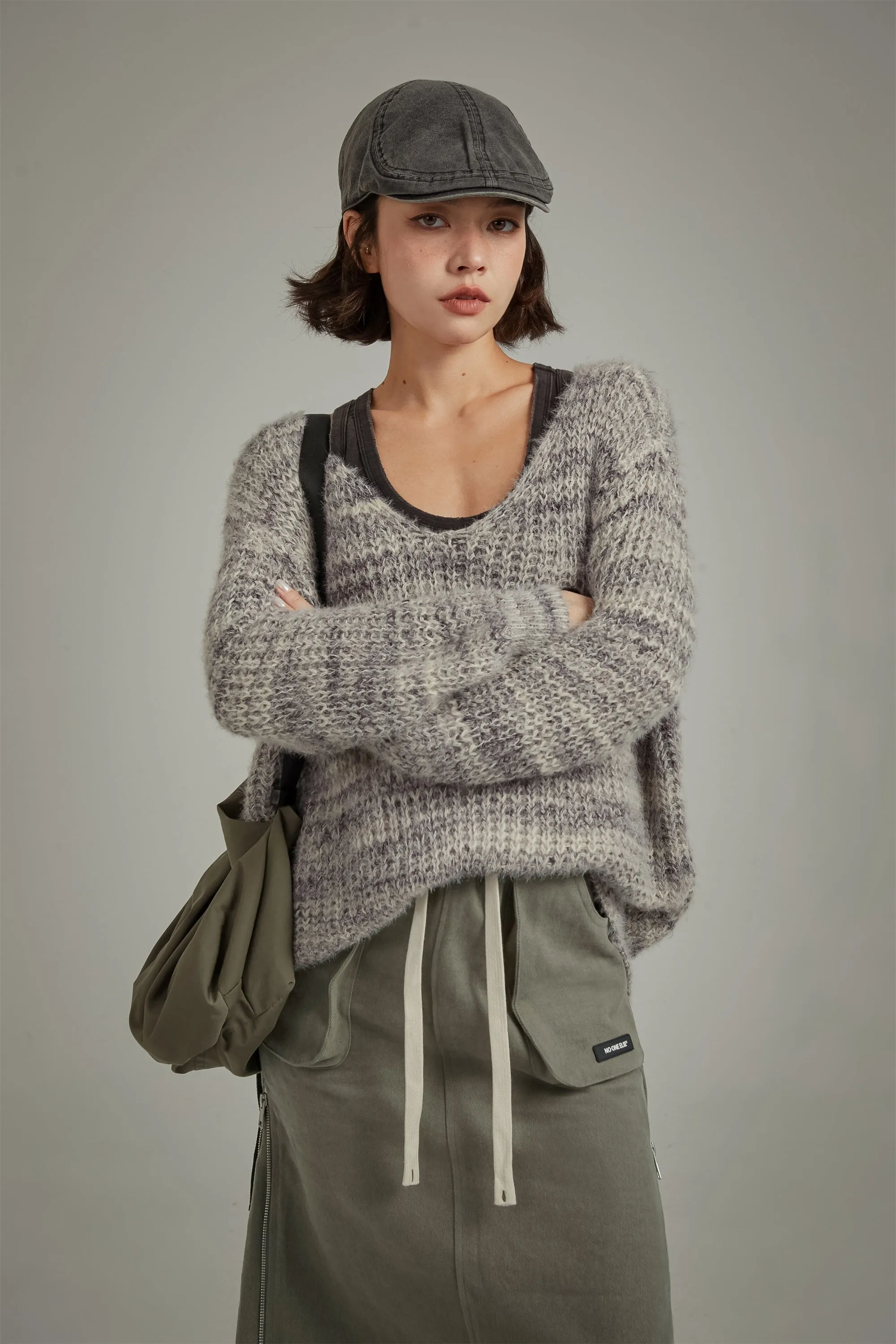 V-Neck Boxy Knit Sweater