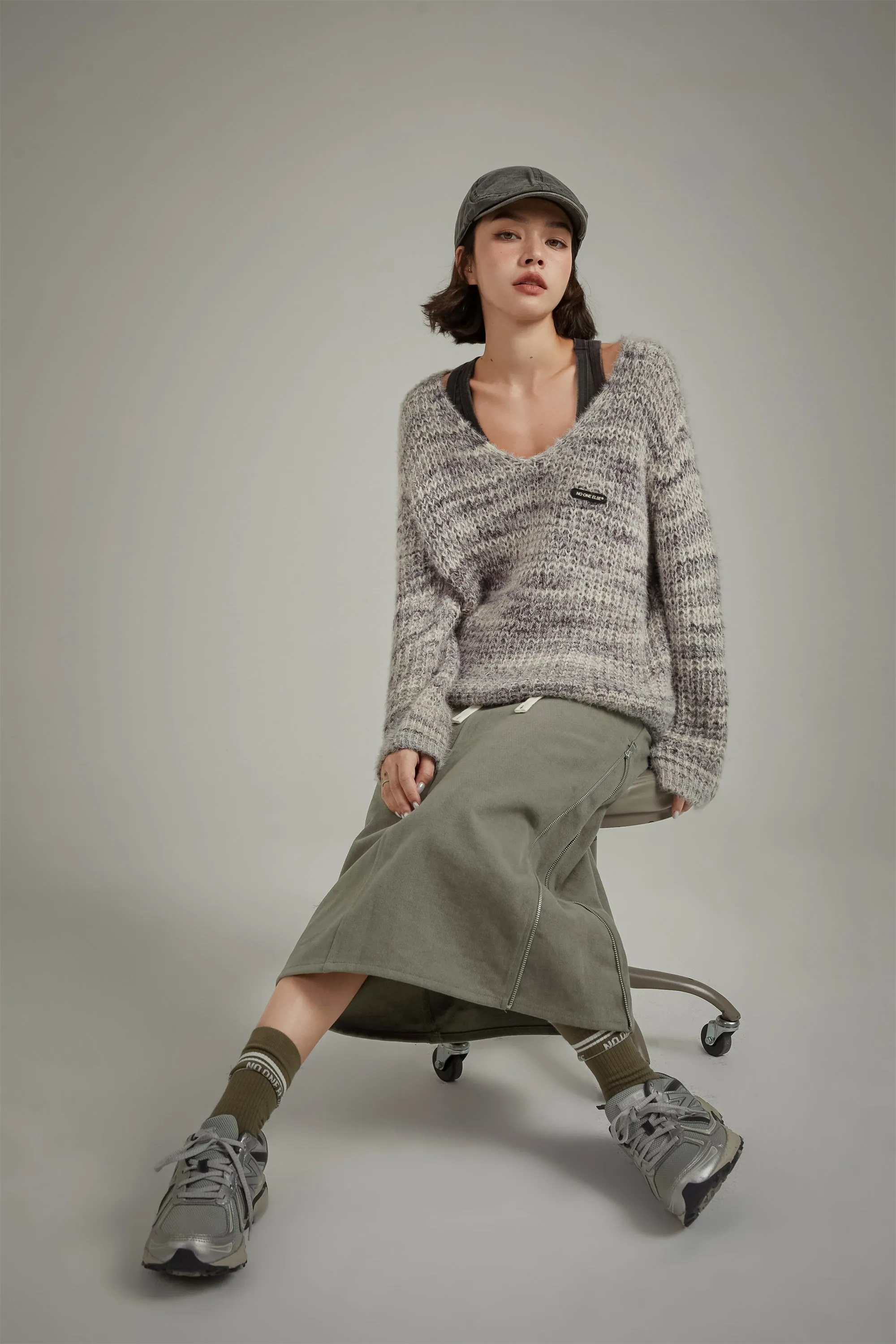 V-Neck Boxy Knit Sweater