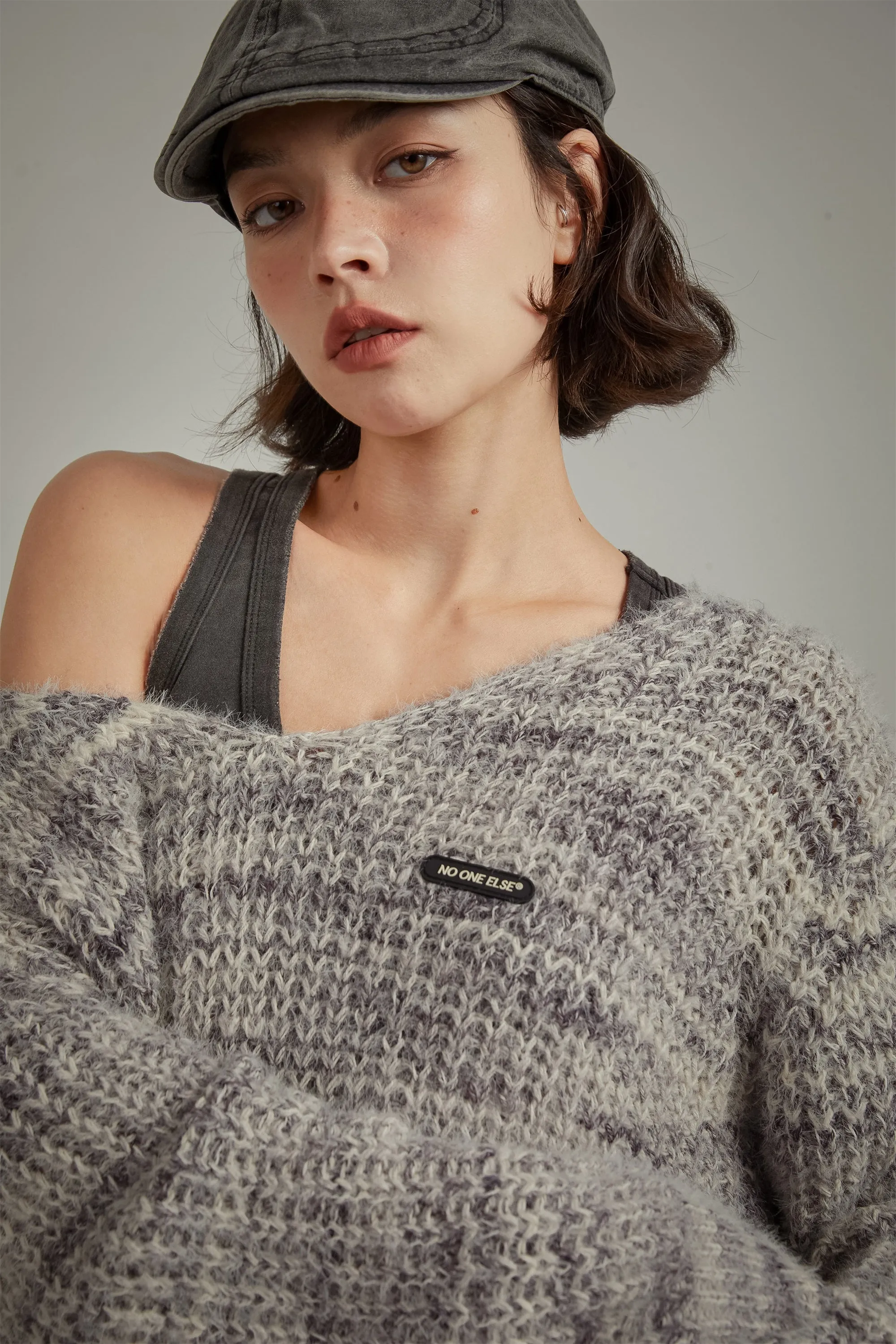 V-Neck Boxy Knit Sweater