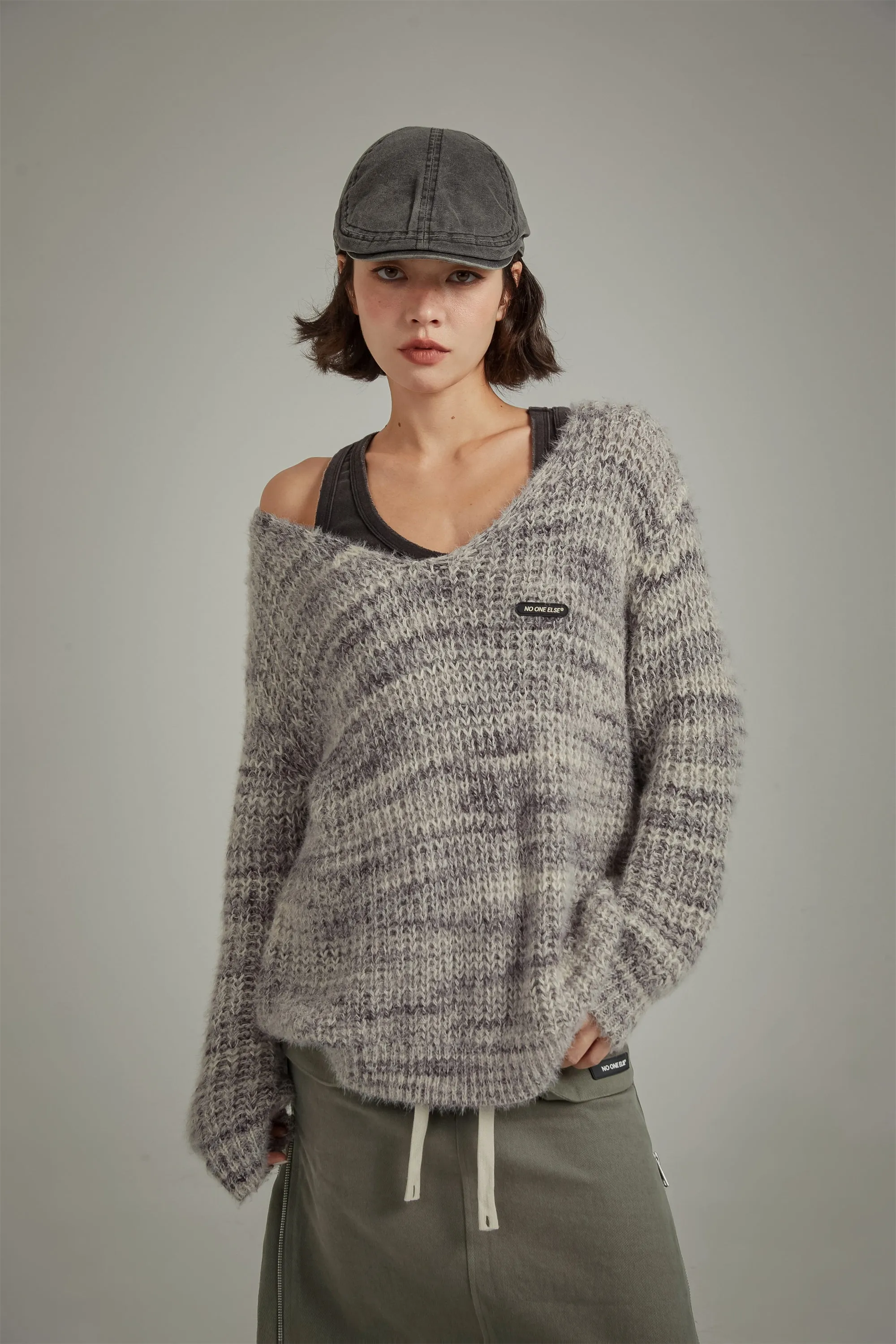 V-Neck Boxy Knit Sweater
