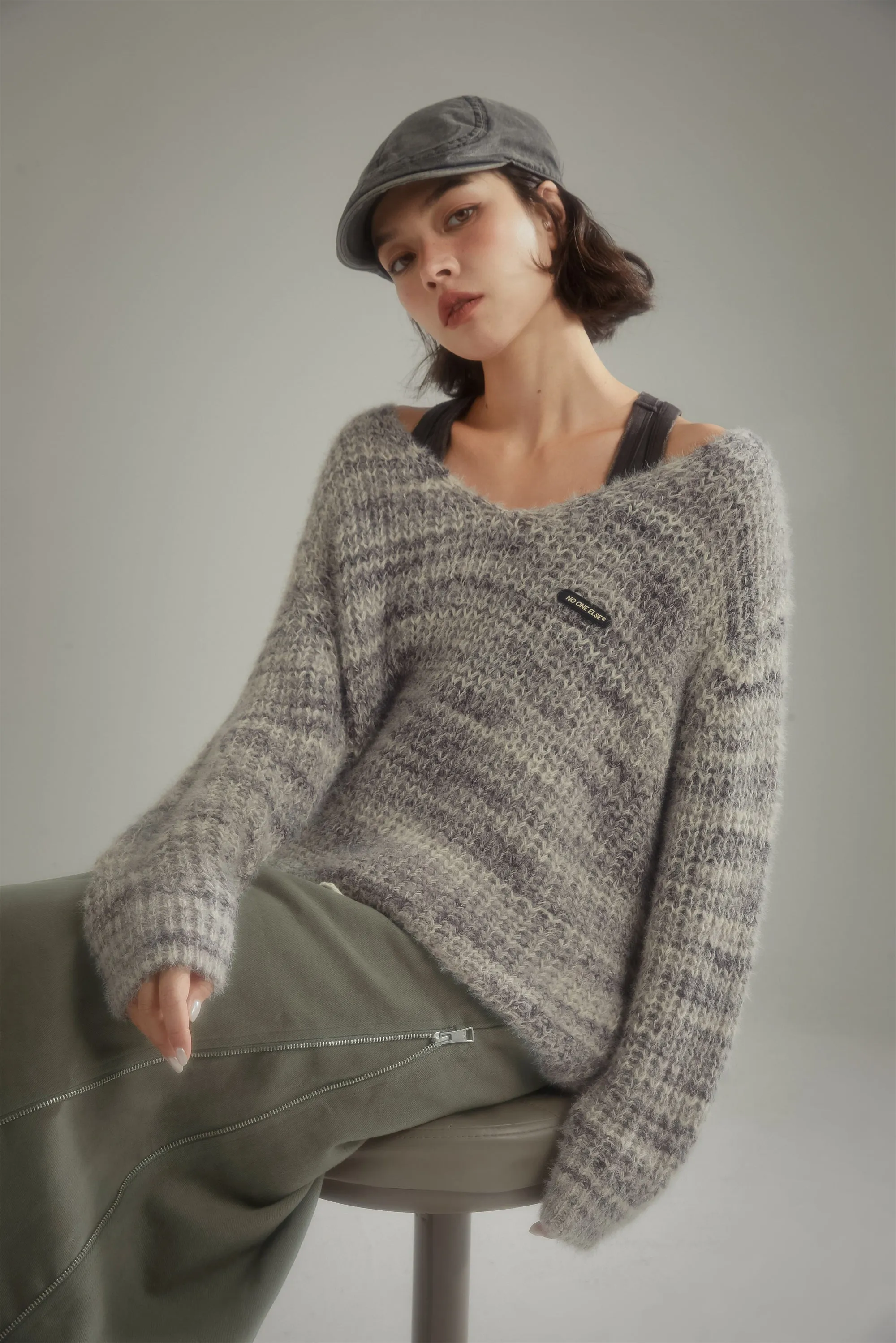 V-Neck Boxy Knit Sweater