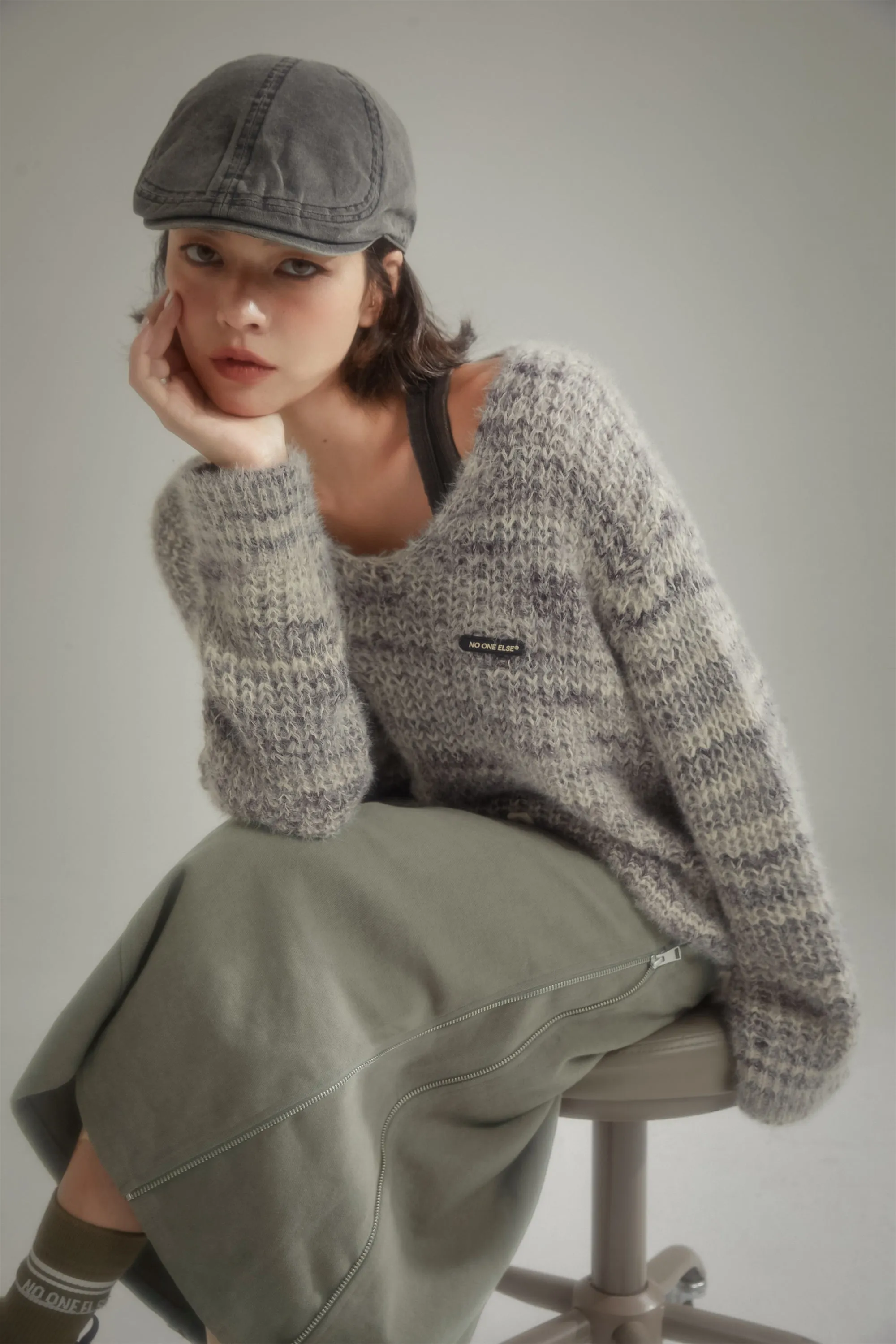 V-Neck Boxy Knit Sweater
