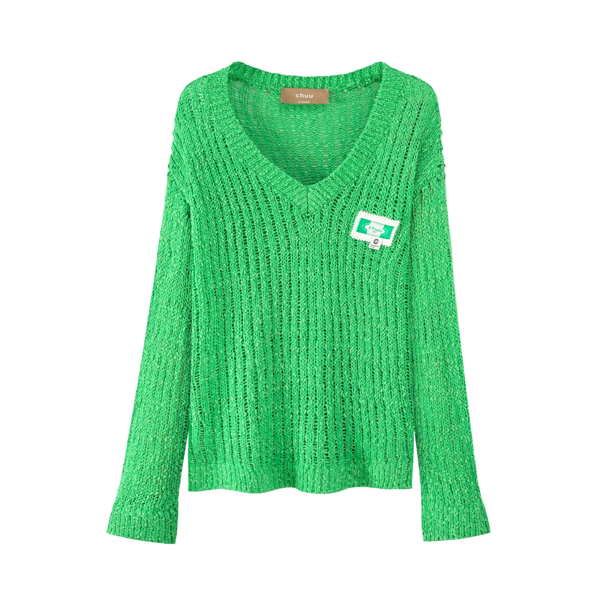 V-Neck See-Through Crochet Sweater