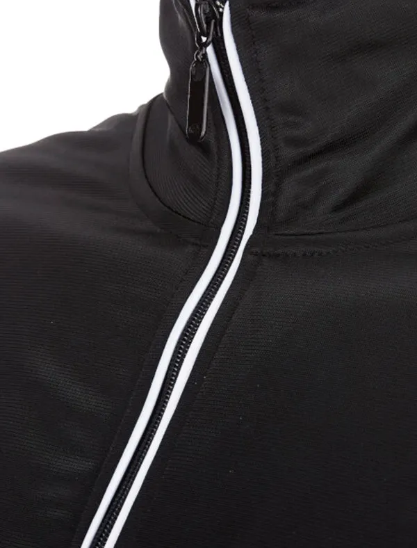 Vintage Zip Through Track Jacket with Funnel Neck in Black