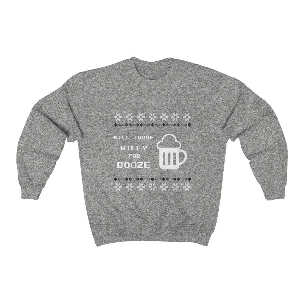 Wife jokes Ugly Sweater Unisex Crewneck Sweatshirt, Gift for Mom/Christmas/Thanksgiving/Birthday/Anniversary/Housewarming/Halloween/Grads
