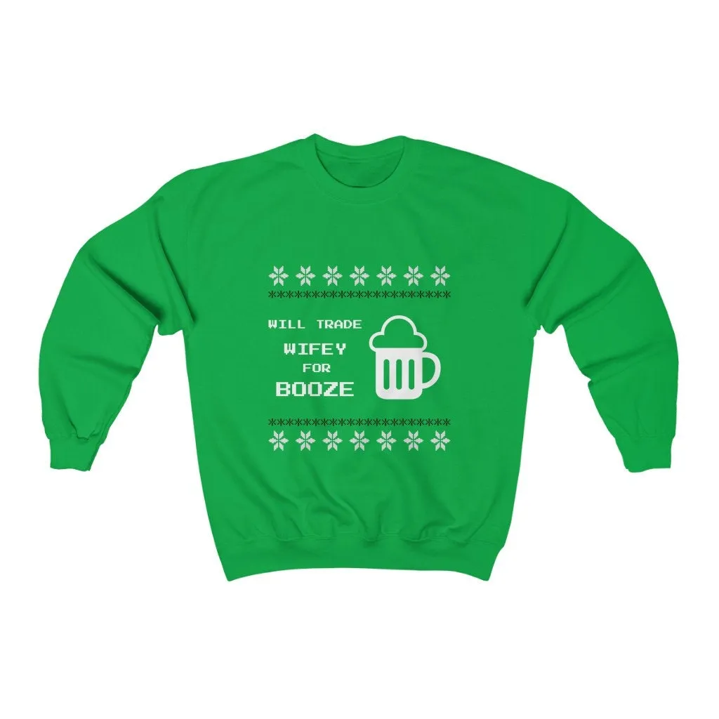 Wife jokes Ugly Sweater Unisex Crewneck Sweatshirt, Gift for Mom/Christmas/Thanksgiving/Birthday/Anniversary/Housewarming/Halloween/Grads