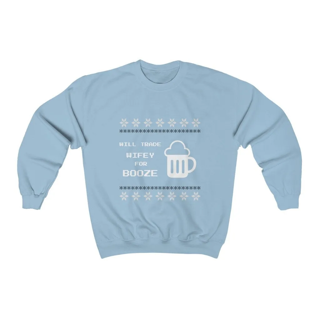 Wife jokes Ugly Sweater Unisex Crewneck Sweatshirt, Gift for Mom/Christmas/Thanksgiving/Birthday/Anniversary/Housewarming/Halloween/Grads