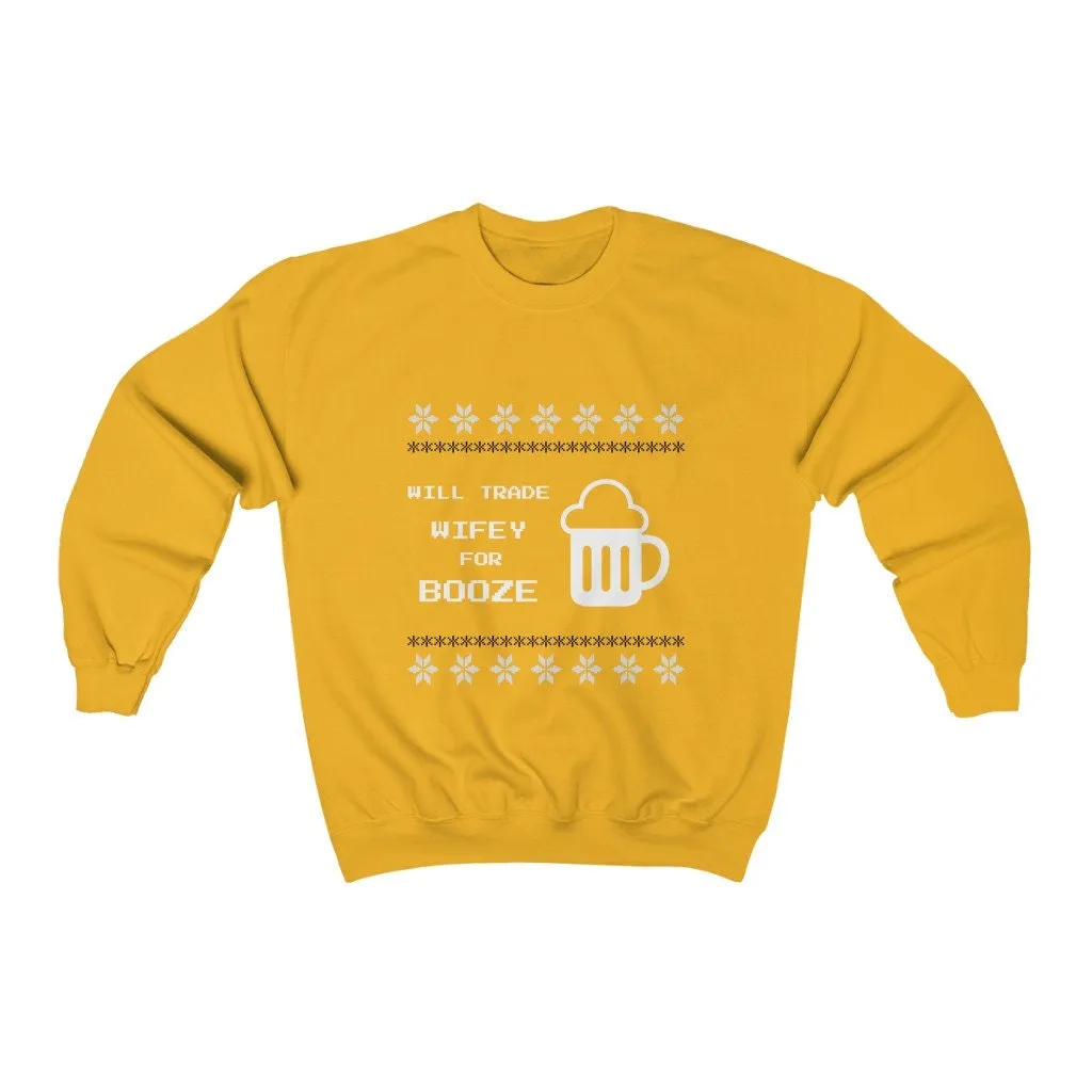 Wife jokes Ugly Sweater Unisex Crewneck Sweatshirt, Gift for Mom/Christmas/Thanksgiving/Birthday/Anniversary/Housewarming/Halloween/Grads