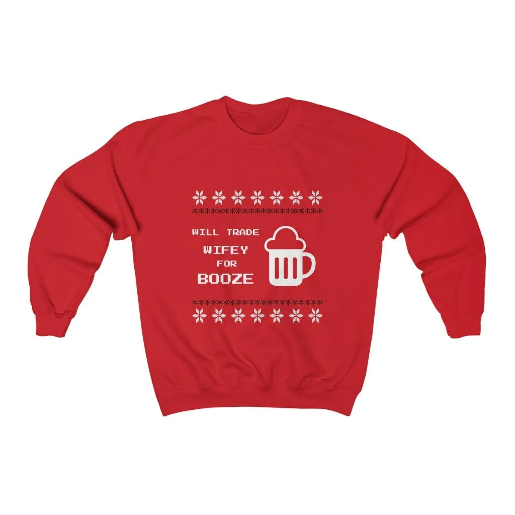 Wife jokes Ugly Sweater Unisex Crewneck Sweatshirt, Gift for Mom/Christmas/Thanksgiving/Birthday/Anniversary/Housewarming/Halloween/Grads